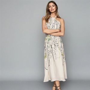 Reiss Kayla Watercolour Floral Midi Dress